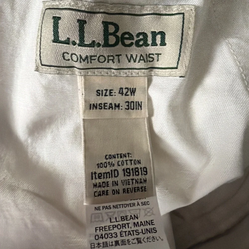 LL Bean Mens Cargo Pants 42x30 Light Khaki Comfort Waist Cotton Utility 191819